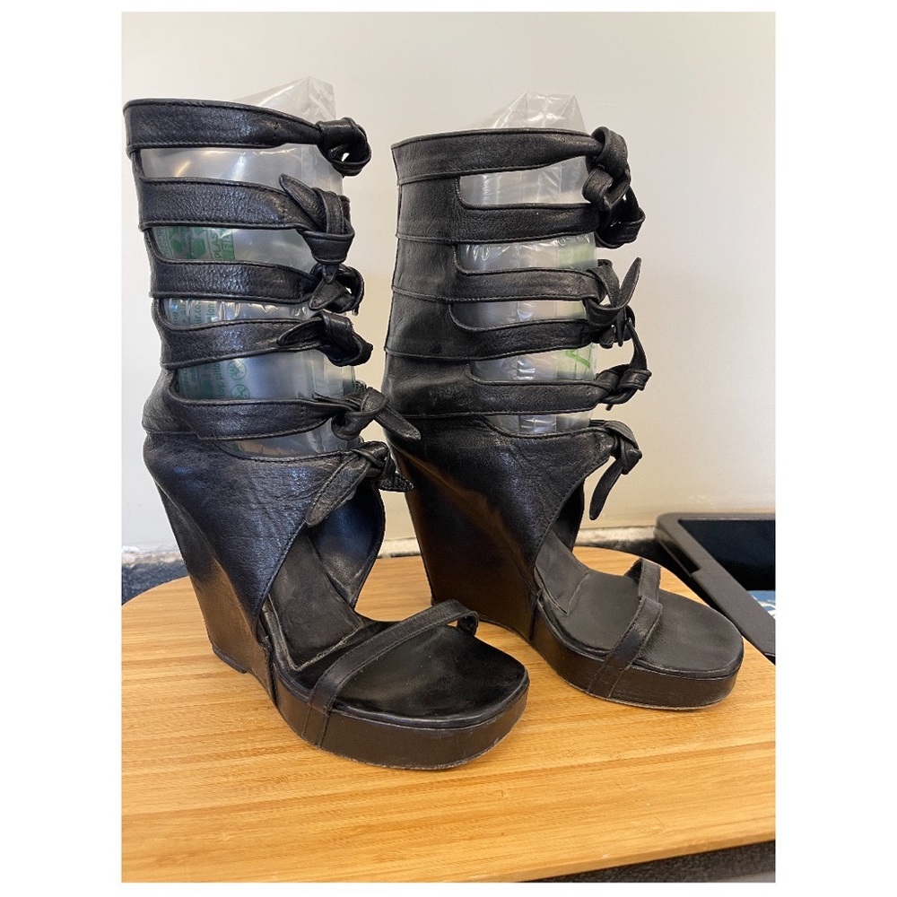 Rick owens wedge wrap around heels.